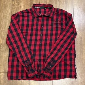 Men's Red and Black Checkered Casual Shirt